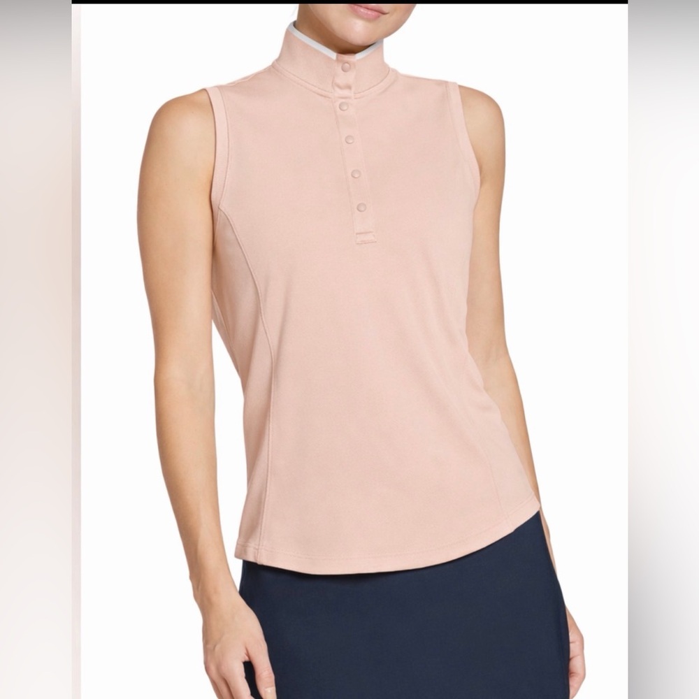 Walter Hagen UPF 50+ Clubhouse Sleeveless Mock Polo Top in Rose Pink~Size L~NWT